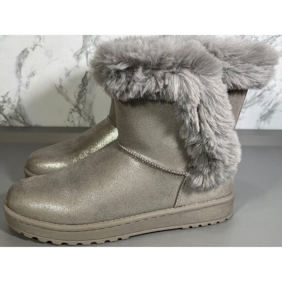 Sonoma Goods For Life Alainaa Size 6 girls winter boots Gray Faux Fur-Lined - Picture 2 of 8
